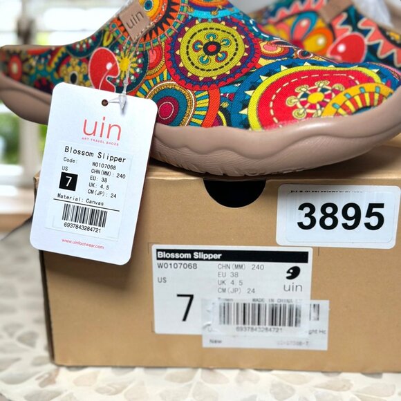 UIN Blossom Slipper Canvas Mules Colorful Comfort Walking Shoe Art Travel Size 7 - Picture 7 of 12